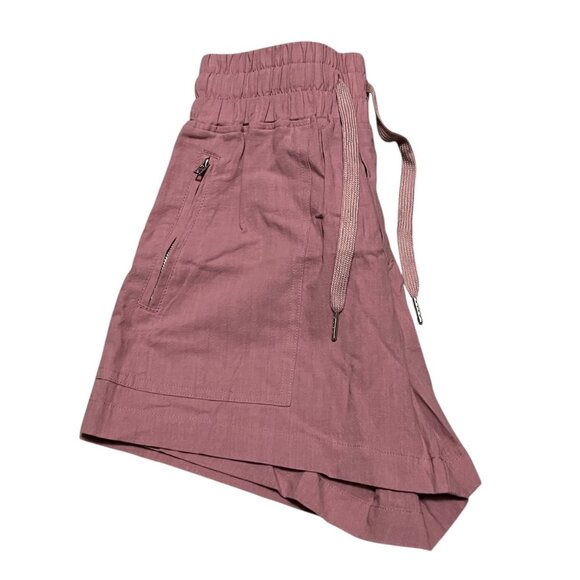 Halara Cotton Front Zipper Pocket Beaded Drawstring Shorts Sz XS Womens Pink - Picture 7 of 7